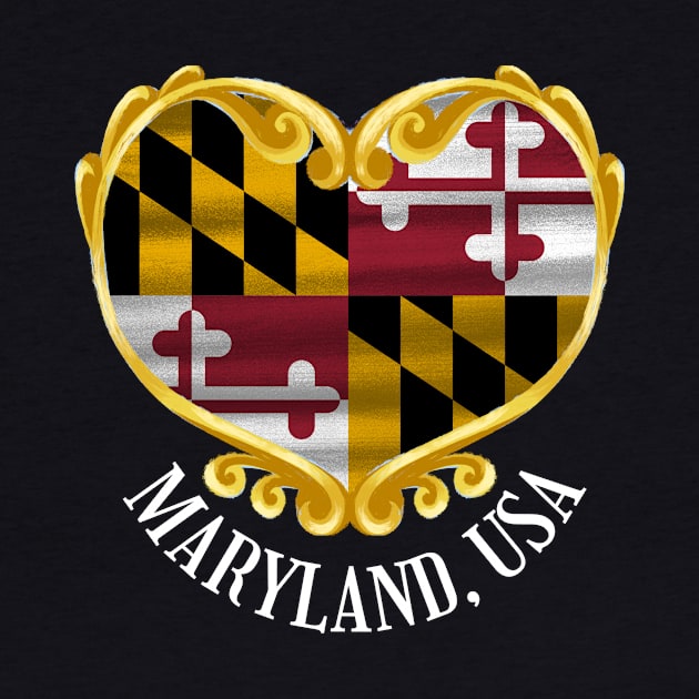 MARYLAND LUV GOLDEN HEART DESIGN by The C.O.B. Store